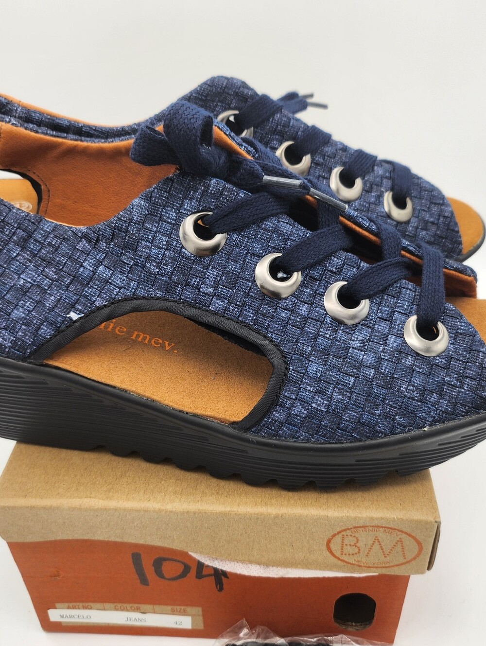 Bernie Mev Open-Toe Navy Lace-up Espadrilles / NIB / 42